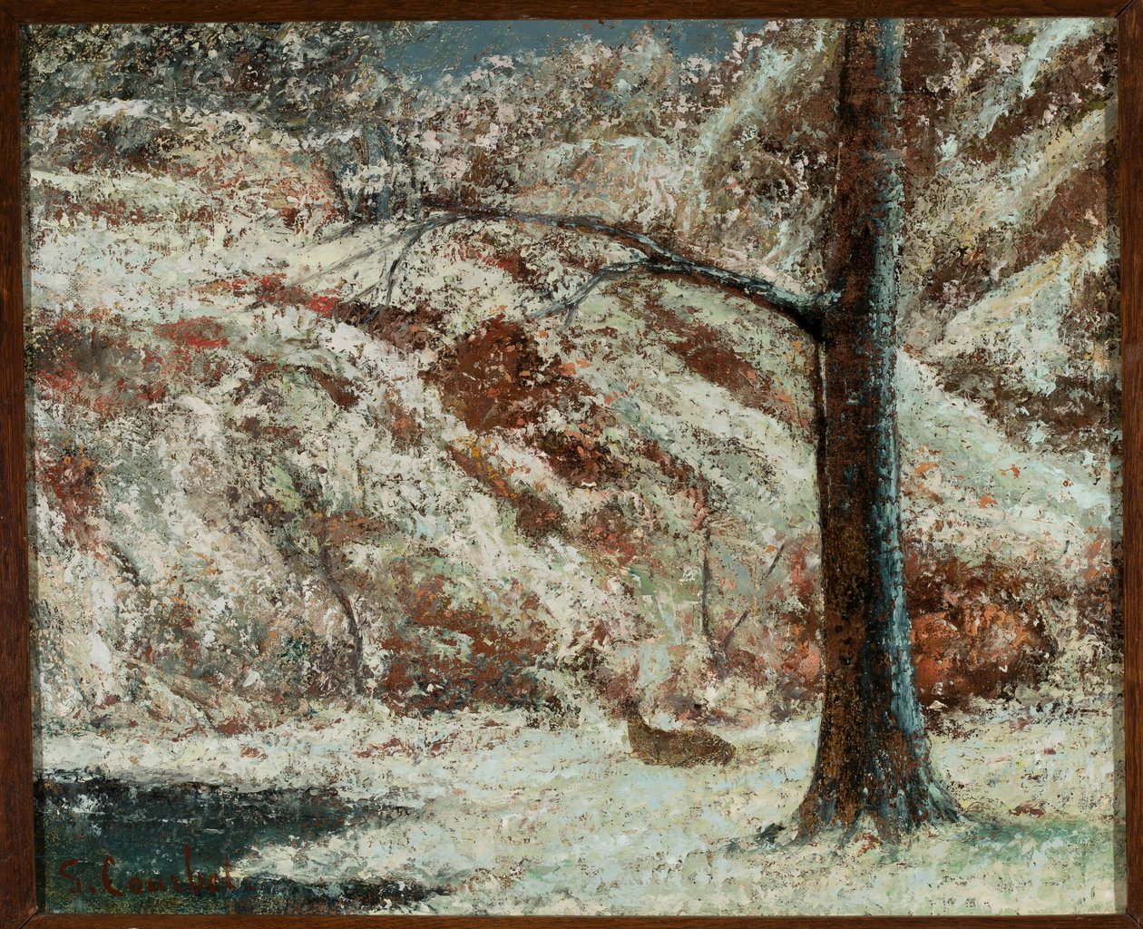 Un chevreuil dans la neige en forêt - Gustave Courbet