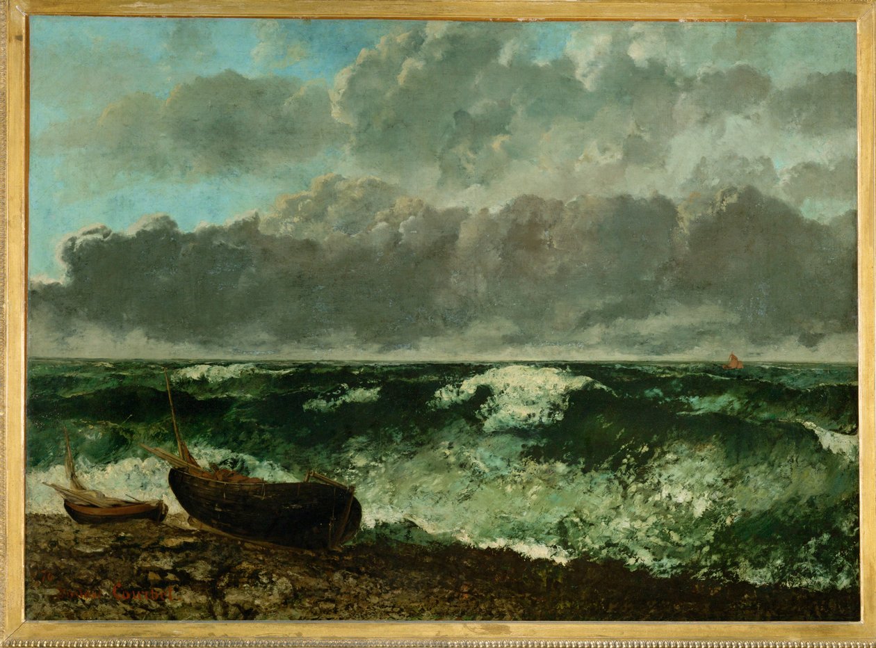 Mer agitée (peinture sur toile) - Gustave Courbet