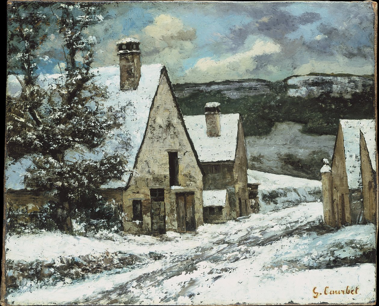 Les abords du village en hiver - Gustave Courbet