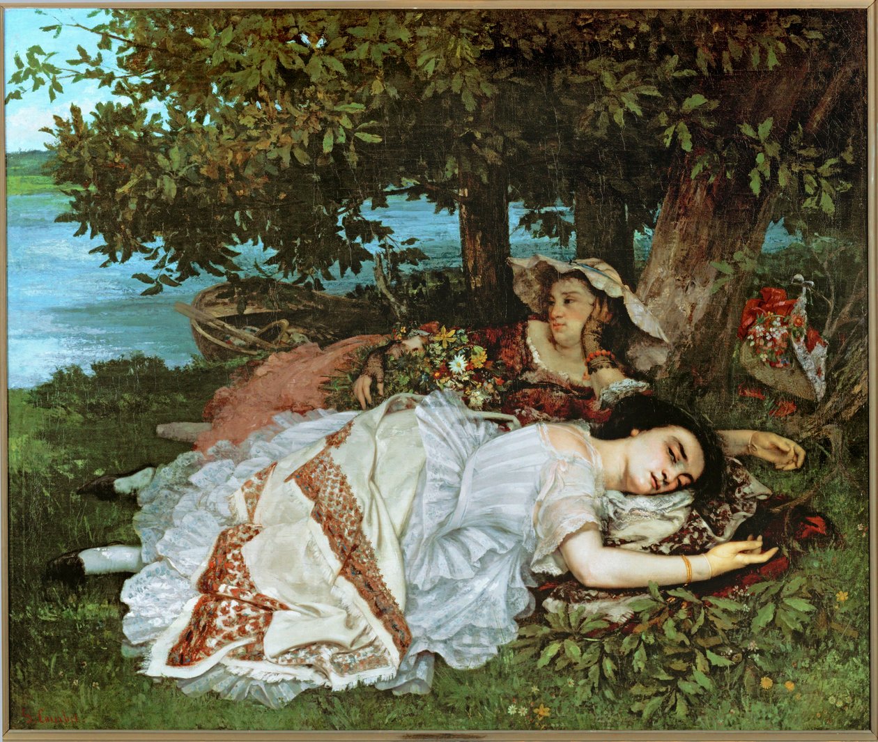 Jeunes femmes au bord de la Seine (huile sur toile) - Gustave Courbet