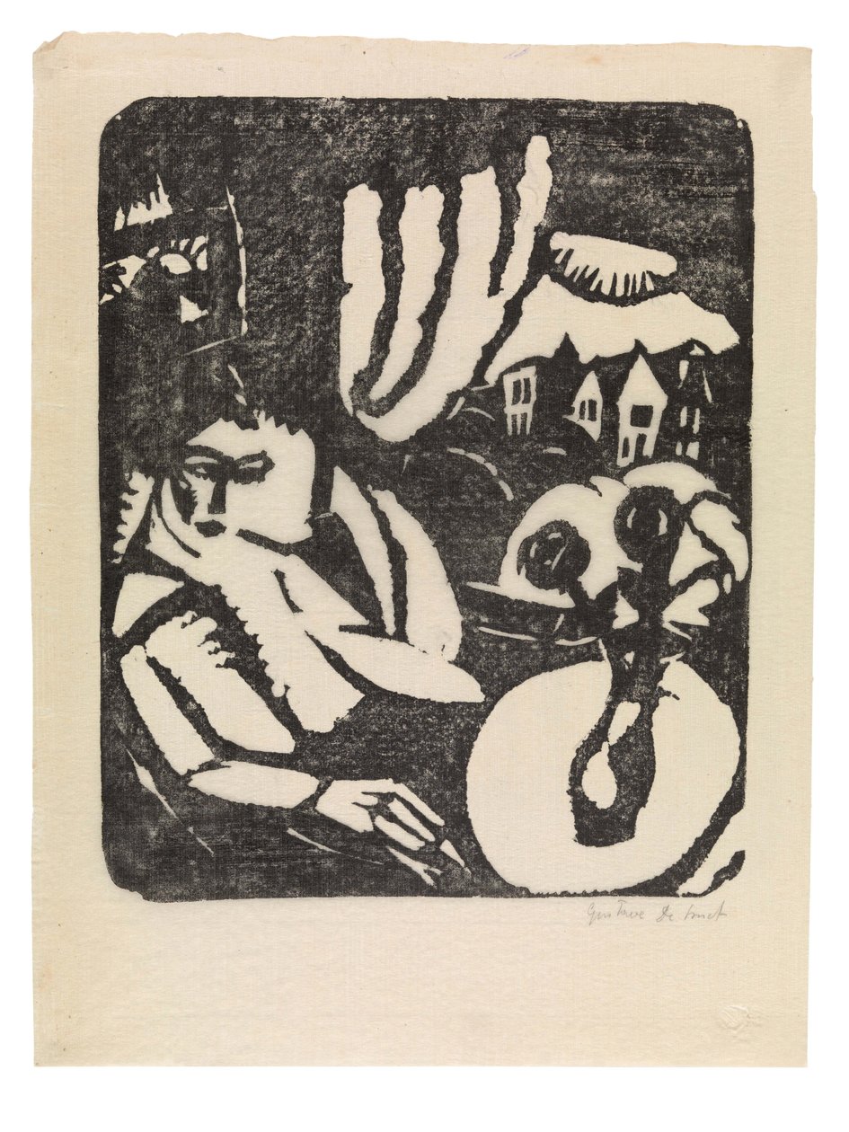 Néerlandais : Interieur ou femme assise à la fenêtre - Gustave de Smet