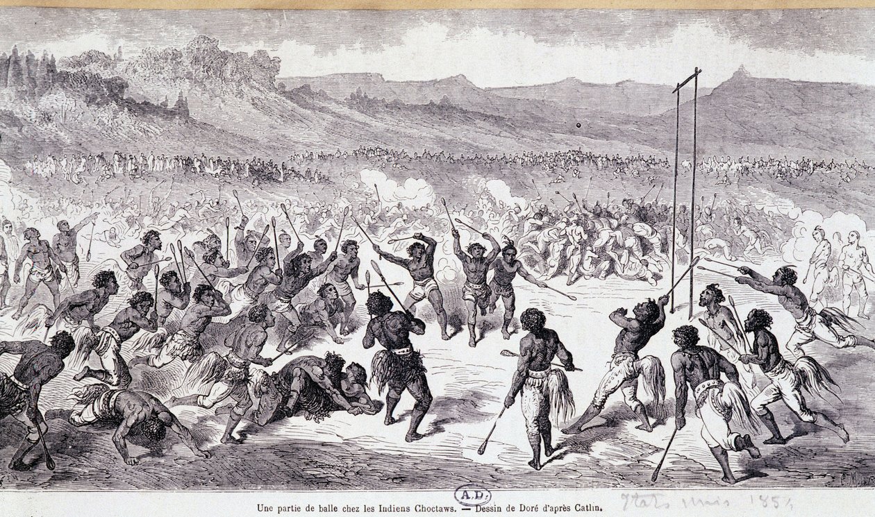 Un jeu de balle chez les Indiens Choctaws - gravure par Gustave Doré - Gustave Dore