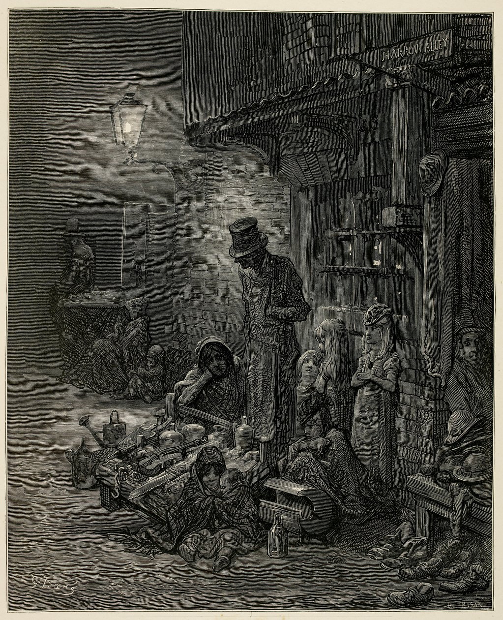 Une famille pauvre avec leurs affaires - Gustave Dore