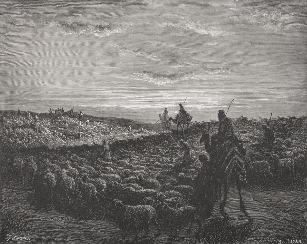 Abraham voyageant vers la terre de Canaan, Genèse 13:1-4, illustration de 