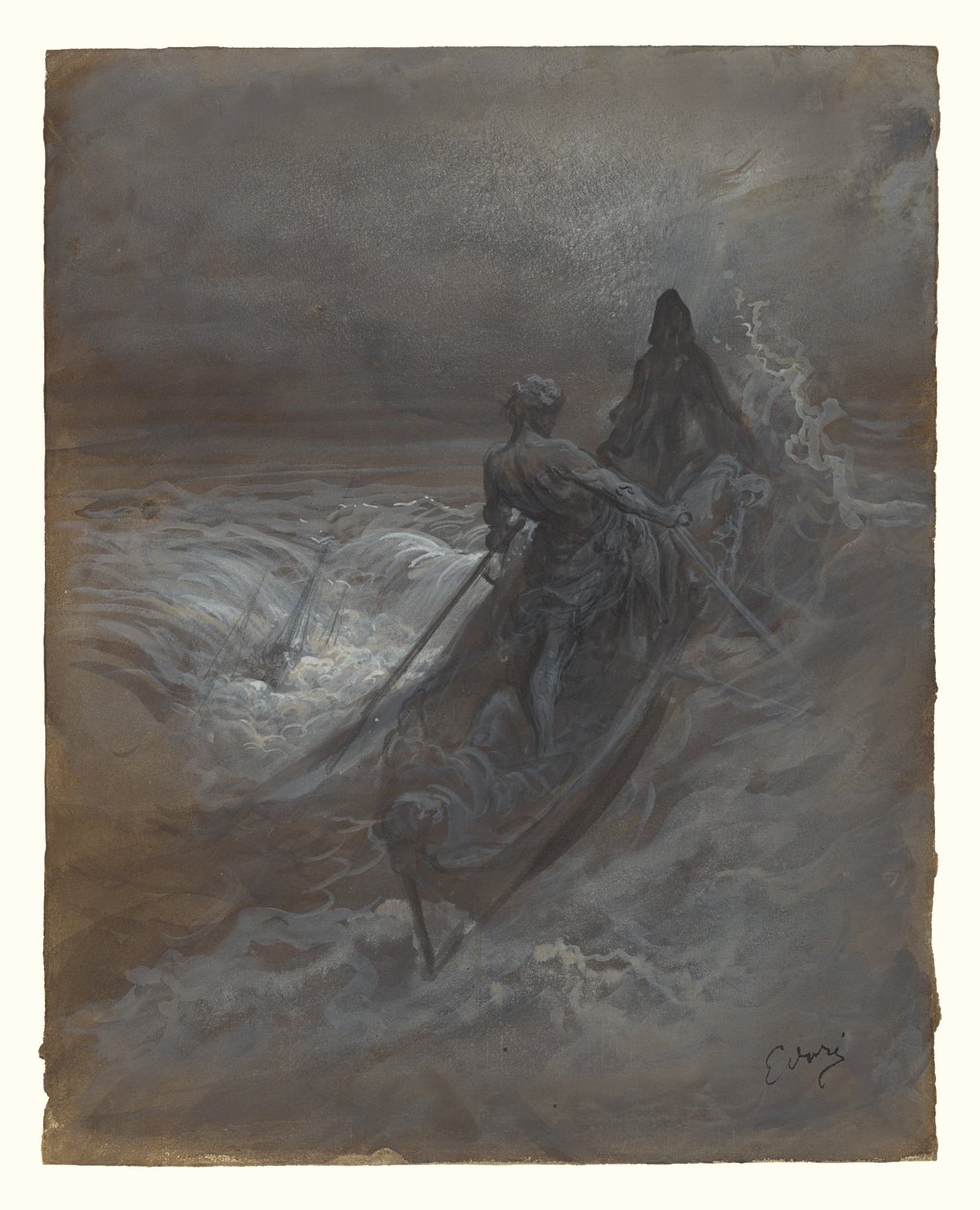 Après le naufrage - Dessin pour une illustration de The Rime of the Ancient Mariner de Coleridge - Gustave Dore