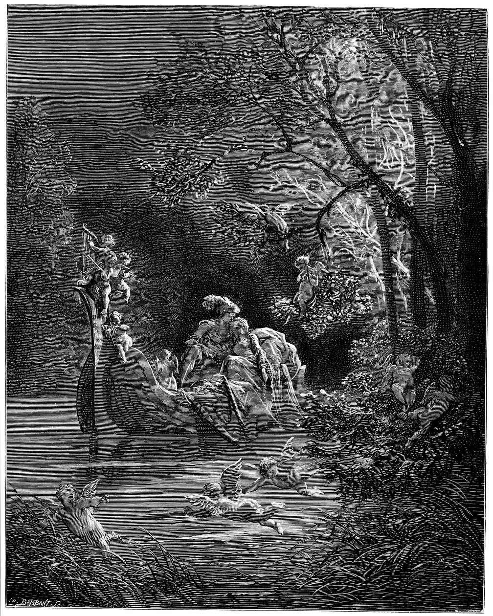 Alcina et Ruggiero comme des amants heureux en train de pêcher - Gustave Dore