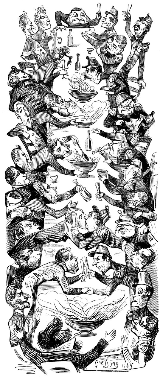 Un Punch international, dessin pour le magazine Le Journal pour Rire, 1849 - Gustave Dore