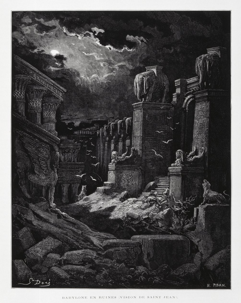 Babylone en ruines (vision de Jean-Baptiste), Illustration de la Bible de Doré - Gustave Dore