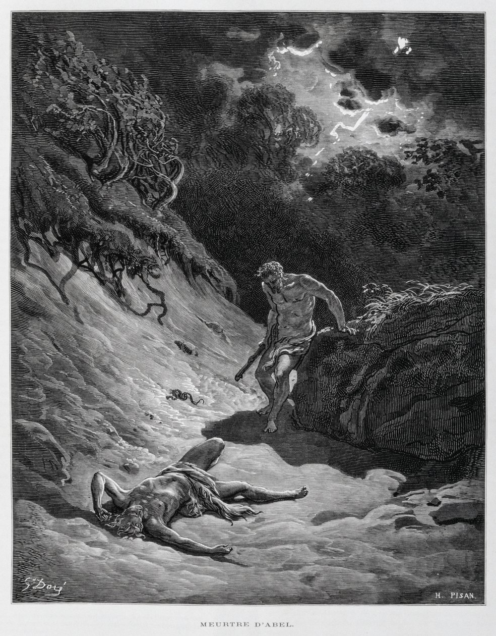 Caïn tue son frère Abel, Illustration de la Bible de Doré - Gustave Dore
