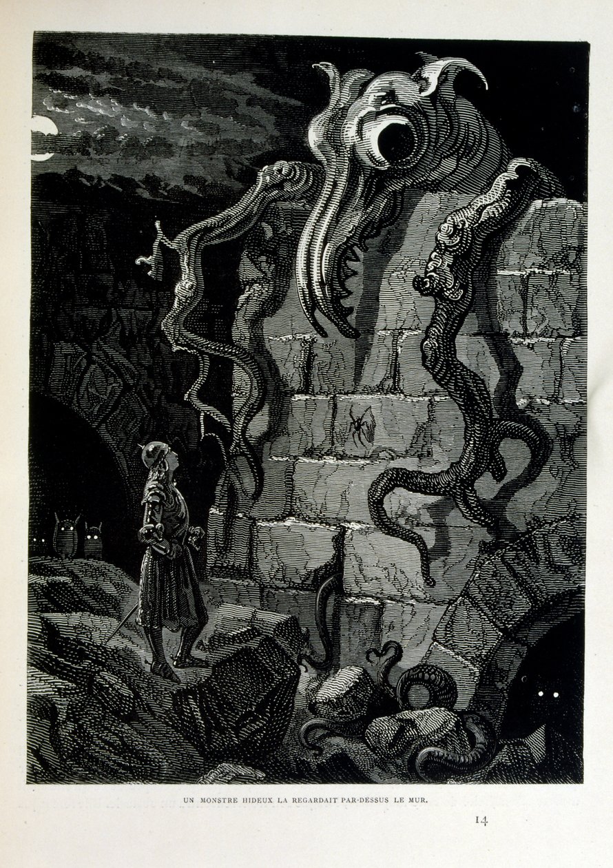 Croque-Mitaine; illustration de 1863, par Gustave Doré (1832 – 1883); artiste français, graveur, illustrateur. Croque-Mitaine (Le Croque-mitaine) un personnage maléfique présenté aux enfants pour les effrayer et ainsi les rendre plus sages. - Gustave Dore