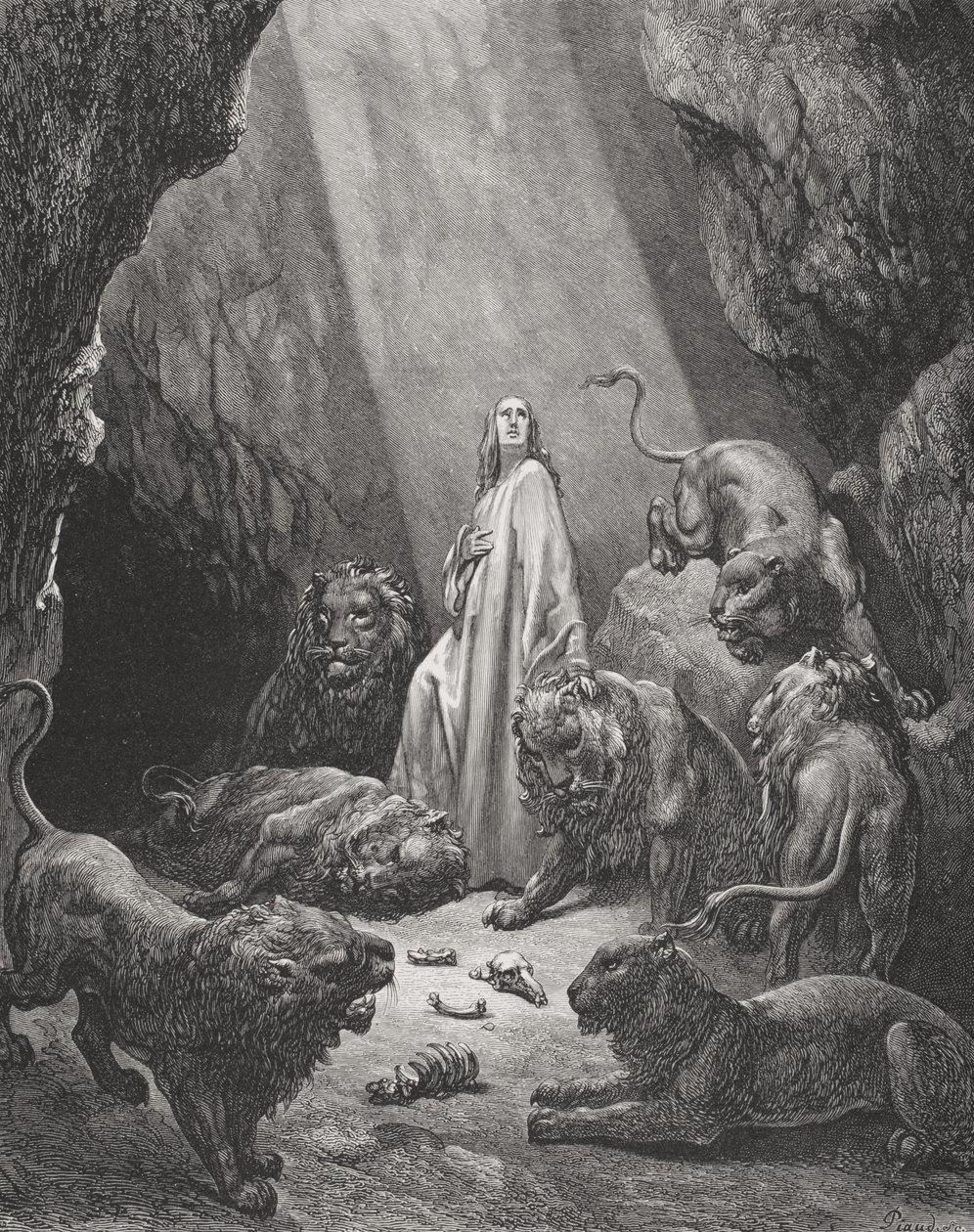 Daniel dans la fosse aux lions, Daniel 6:16-17, illustration de 