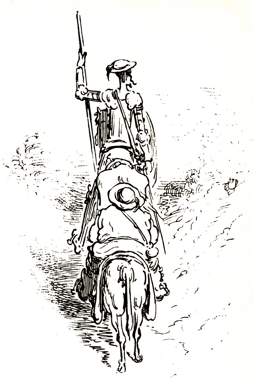 Don Quichotte sur son cheval, suivi par Sancho sur son âne - Gustave Dore