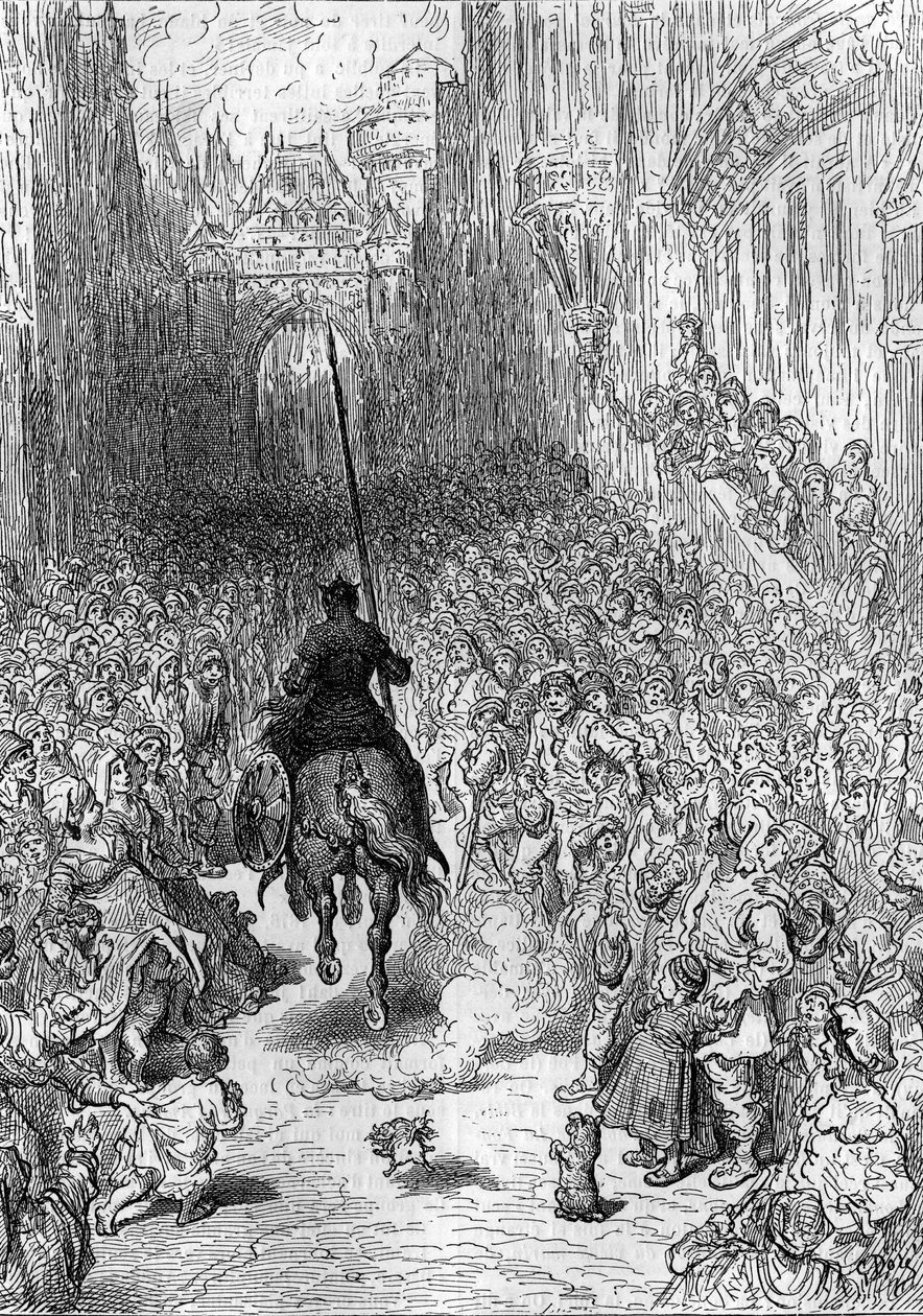 Dessin de Gustave Doré (1832-1883) pour le poème "Roland furieux" ("Orlando furioso") (16ème siècle) de Ludovico Ariosto, connu sous le nom de l