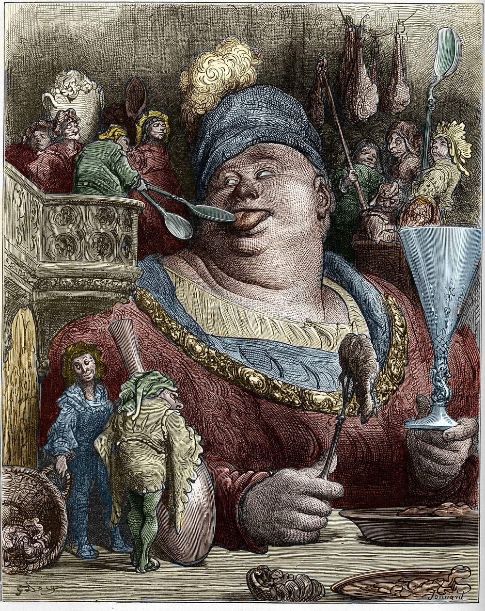Gargantua, personnage des romans de François Rabelais (1494-1553), écrivain français. Illustration de Gustave Doré (1832-1883). - Gustave Dore