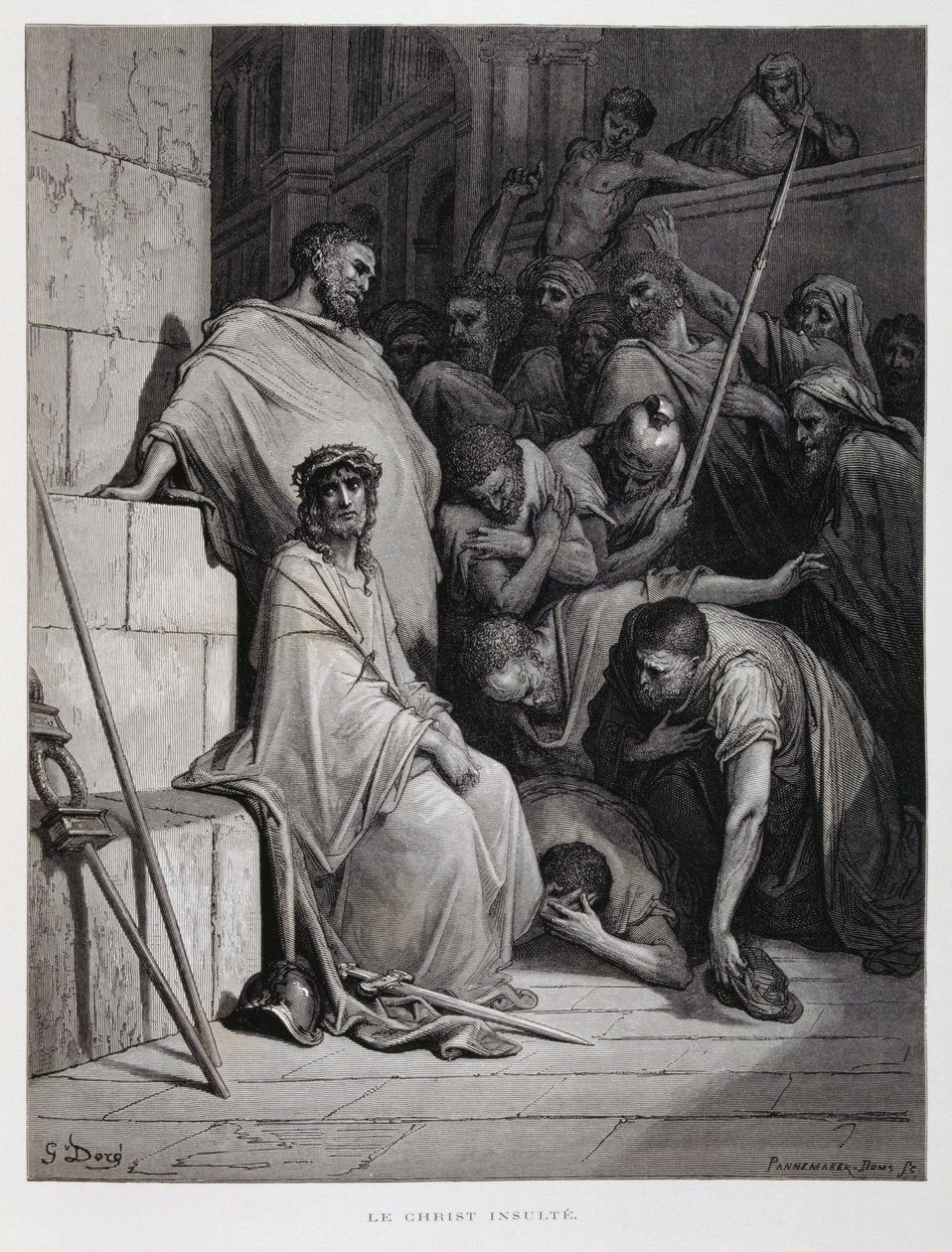 Insultes pour le Christ pendant son procès, Illustration de la Bible de Doré - Gustave Dore