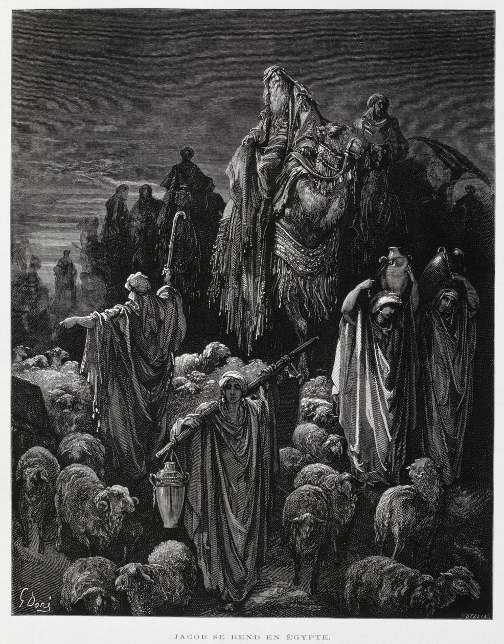 Jacob et ses fils arrivent en Égypte, Illustration de la Bible de Doré - Gustave Dore