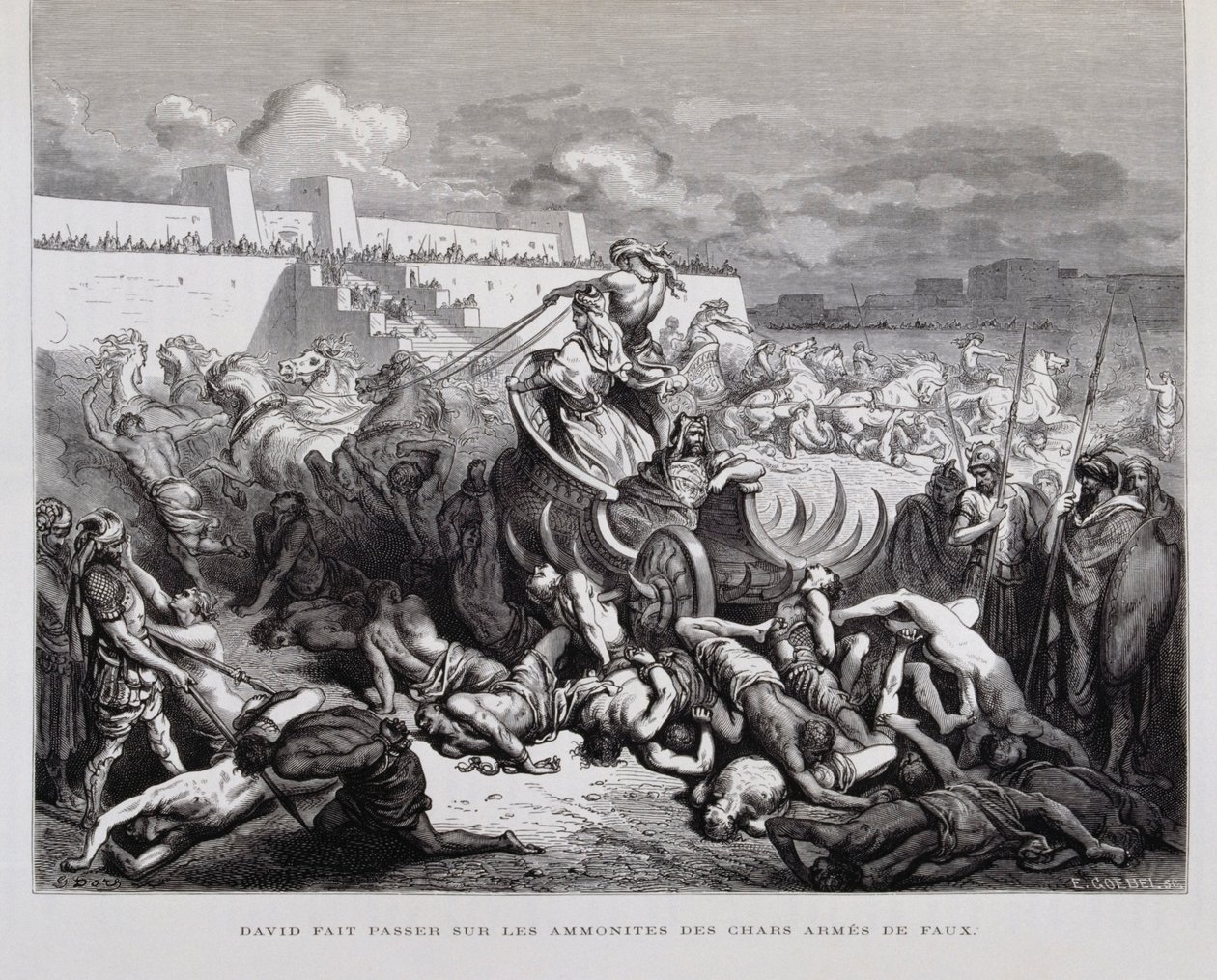 Le roi David punissant les Ammonites, Illustration de la Bible de Doré - Gustave Dore