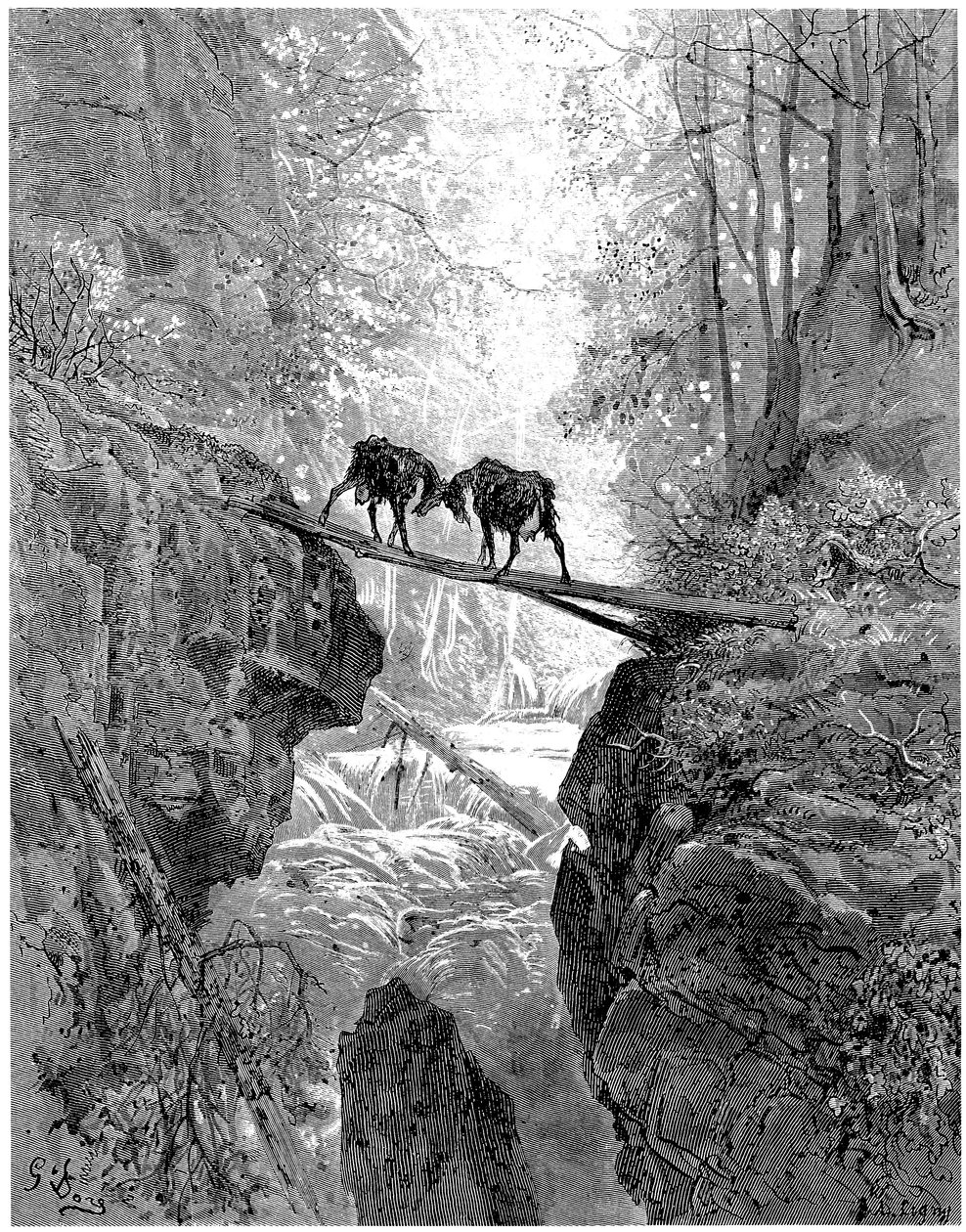 Les deux chèvres: fable de Jean de la Fontaine illustrée par Gustave Doré - Gustave Dore