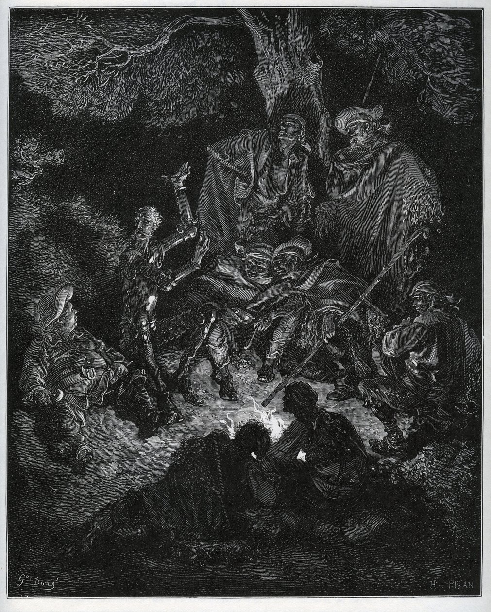 Veillée où Don Quichotte raconte l