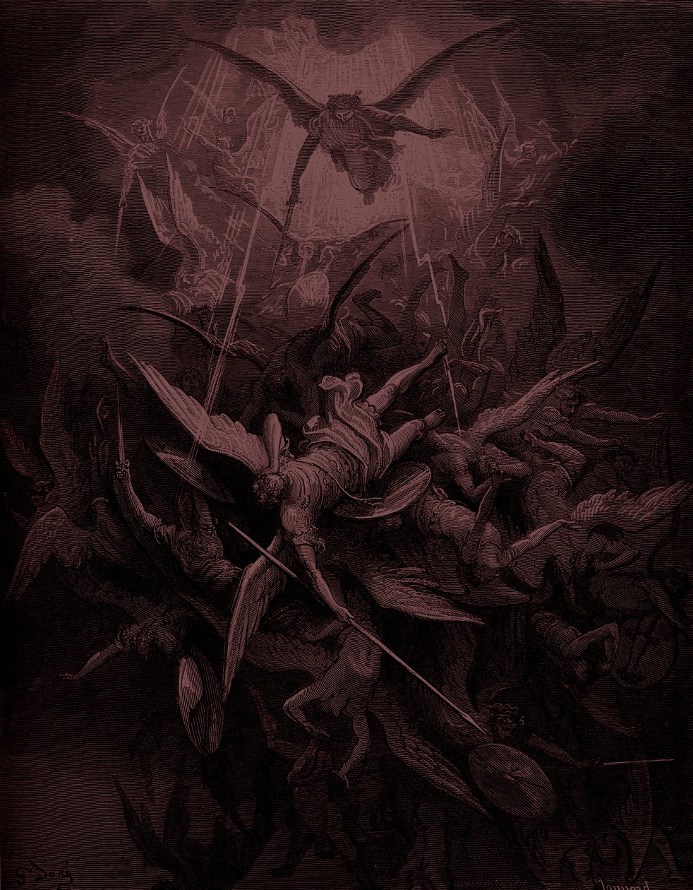 Le Paradis Perdu : Chute des anges rebelles, artiste Doré - Gustave Dore