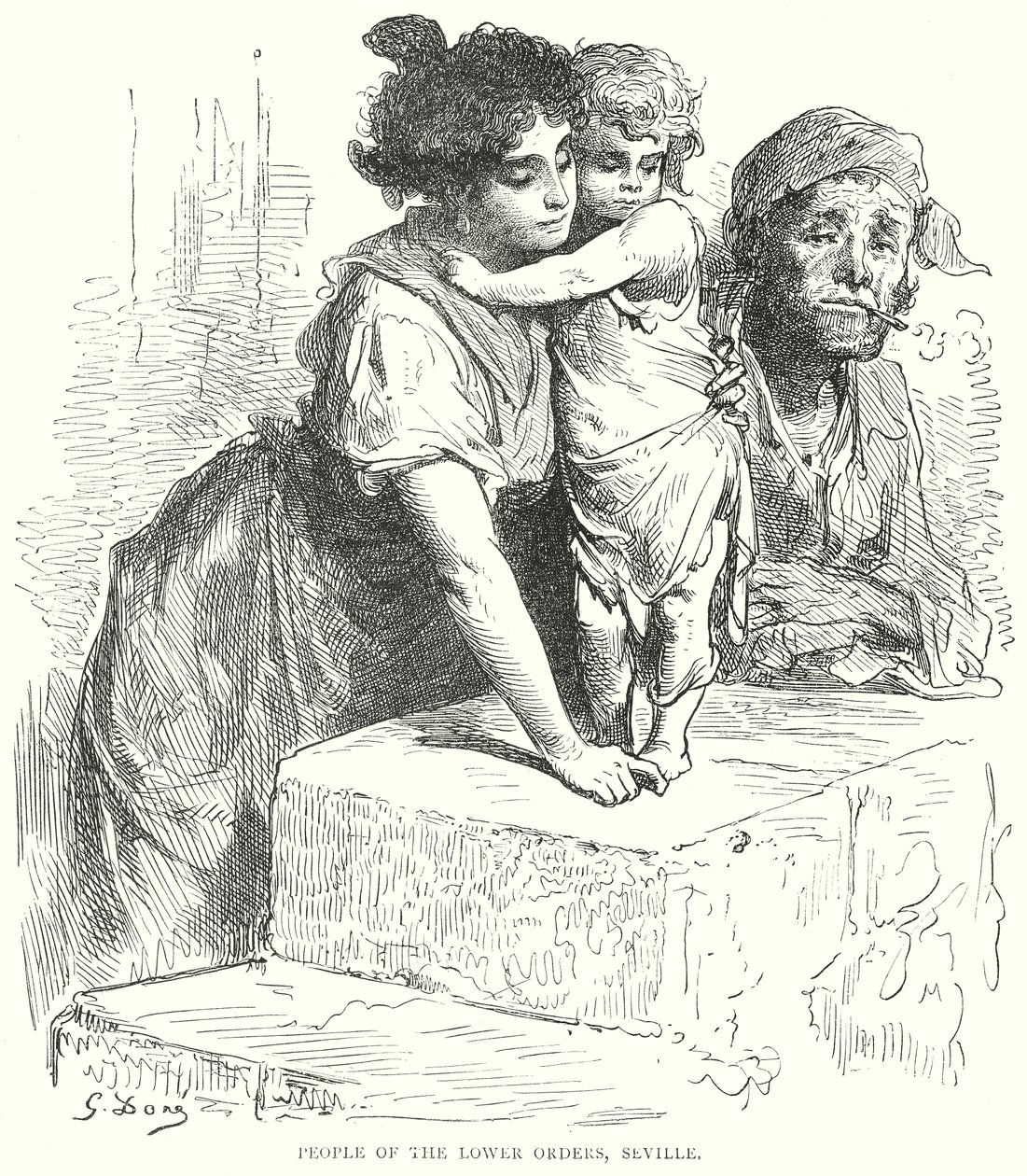 Personnes des ordres inférieurs, Séville (gravure) - Gustave Dore