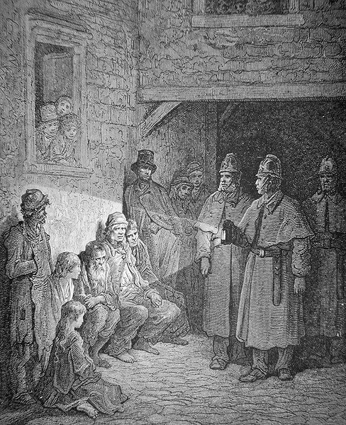 Policiers en patrouille dans le Rookery de Londres, gravé par Stéphane Pannemaker - Gustave Dore