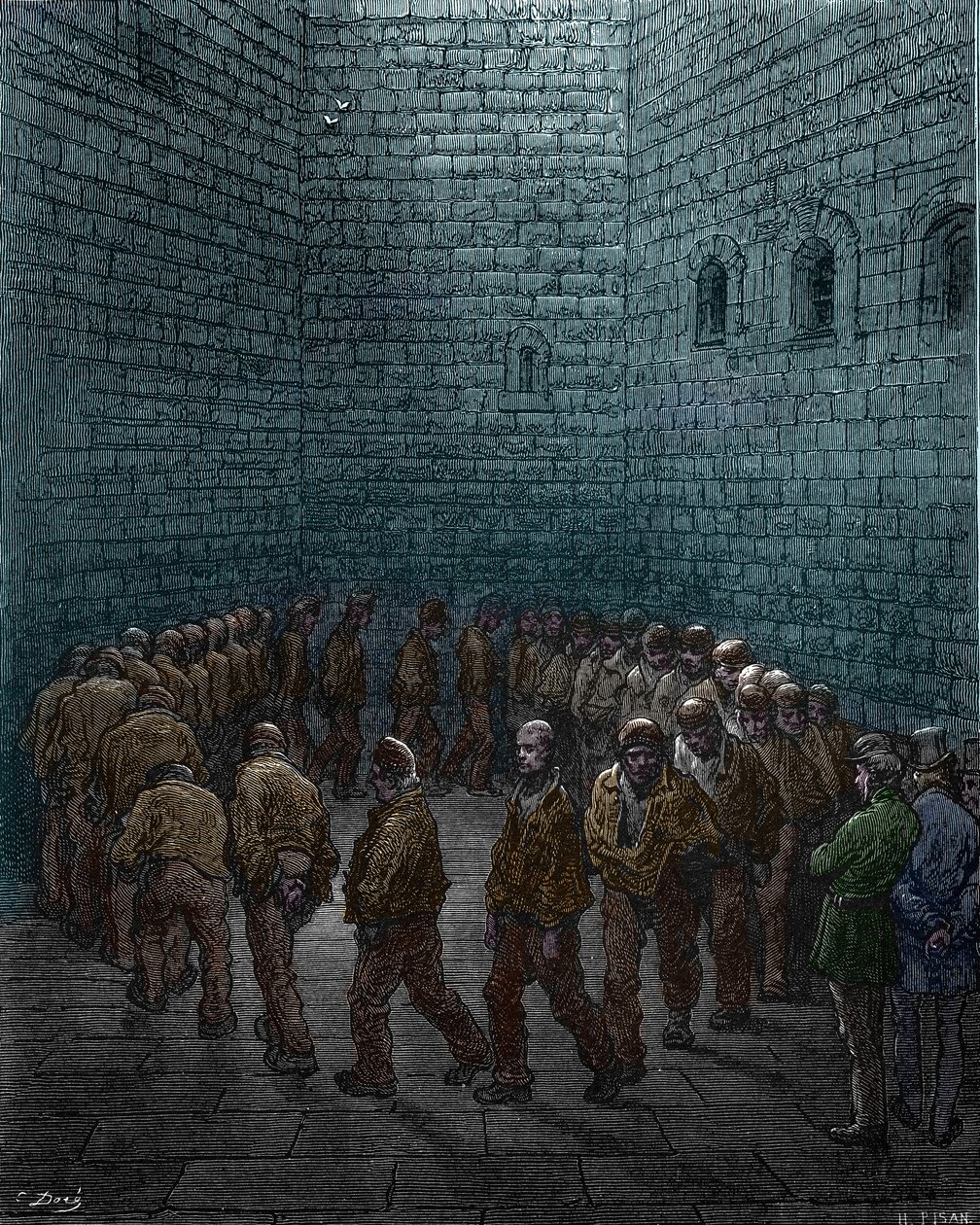 Prisonniers faisant le tour de la cour de la prison de Westgate à Londres, par Gustave Doré - Gustave Dore
