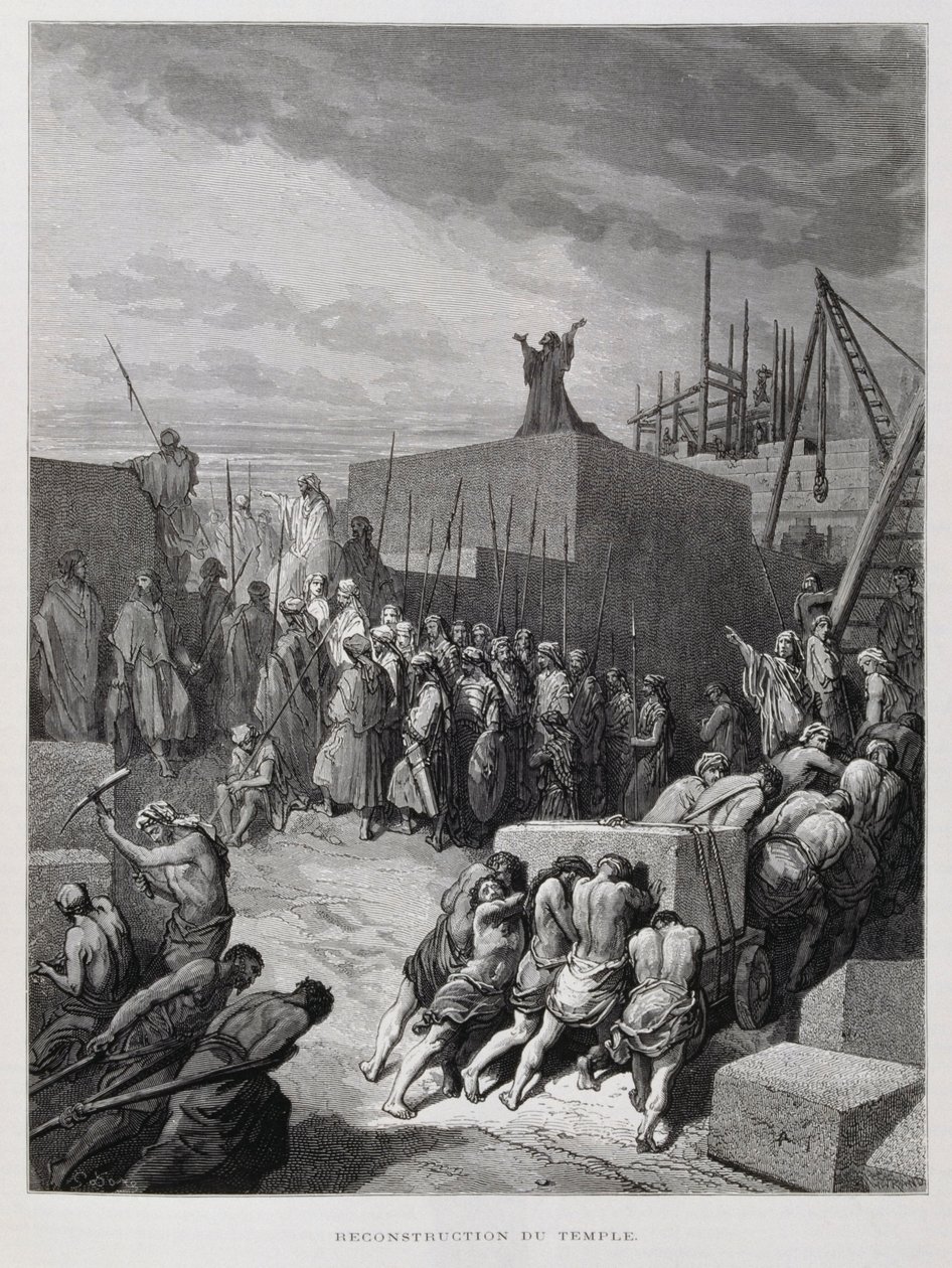 Reconstruction du Temple à Jérusalem, Illustration de la Bible de Doré - Gustave Dore