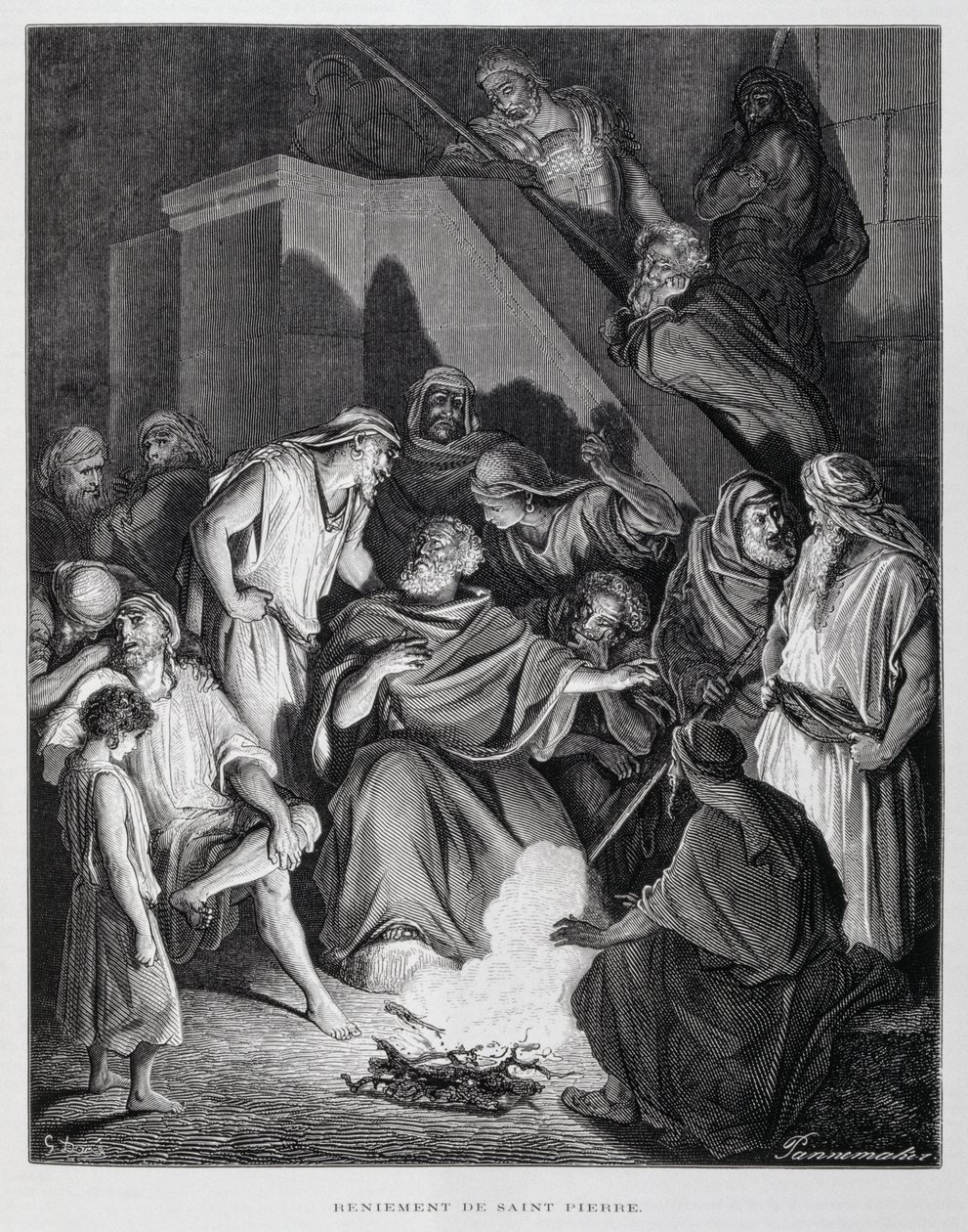 Saint Pierre reniant le Christ, Illustration de la Bible de Doré - Gustave Dore