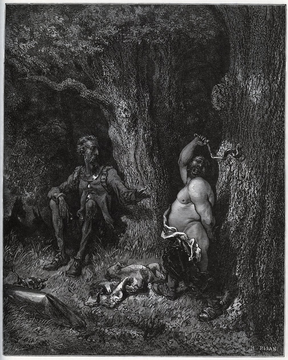 Sancho Panza vole devant Don Quichotte pour accomplir le souhait de Merlin et ainsi désenchanter Dulcinée du Toboso. Don Quichotte l