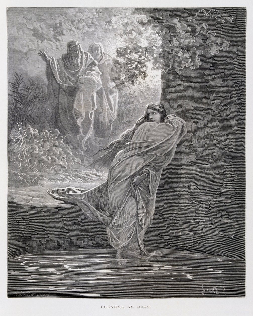 Suzanne au bain (Dan. 13:1-26), Illustration de la Bible de Doré - Gustave Dore