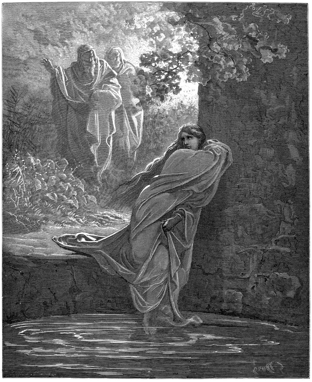Suzanne au bain : illustration de Gustave Doré (1832-1883) pour La Bible - Gustave Dore