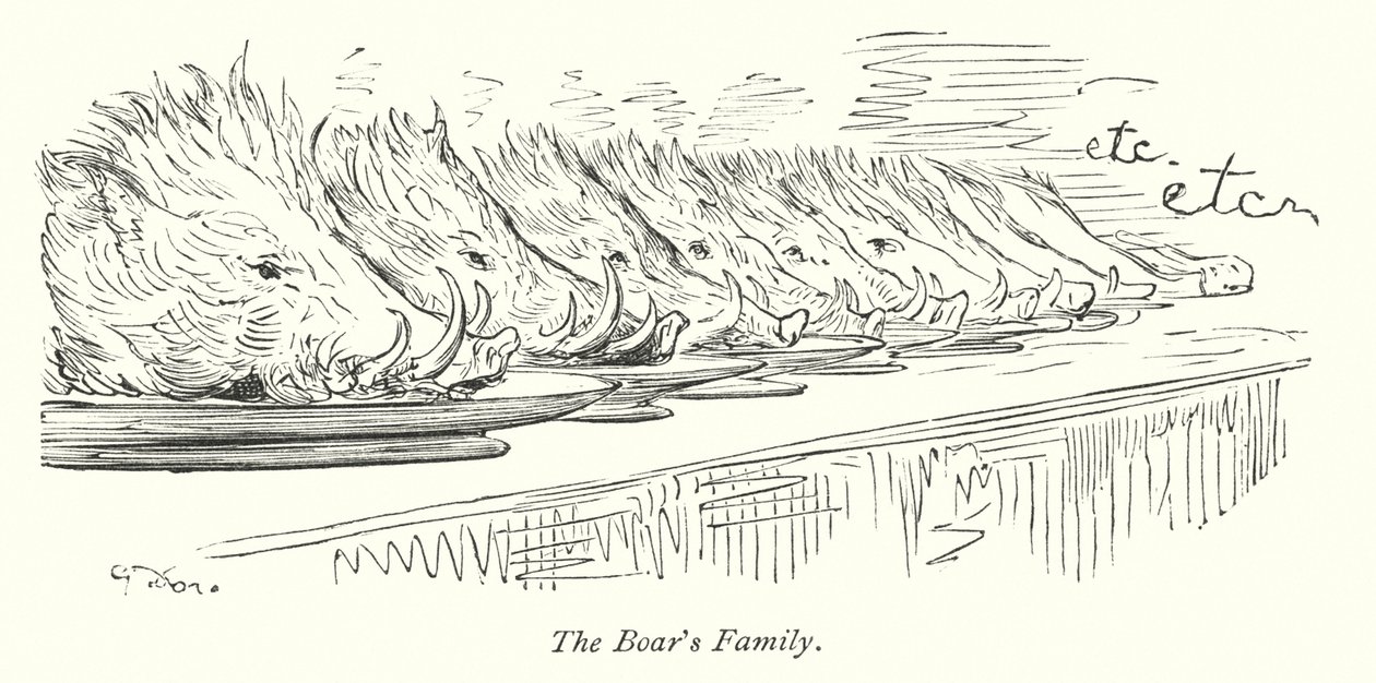 La famille du sanglier (gravure) - Gustave Dore