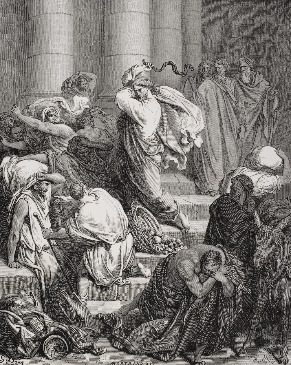 Les acheteurs et les vendeurs chassés du temple, Luc 19:45-46, illustration de 