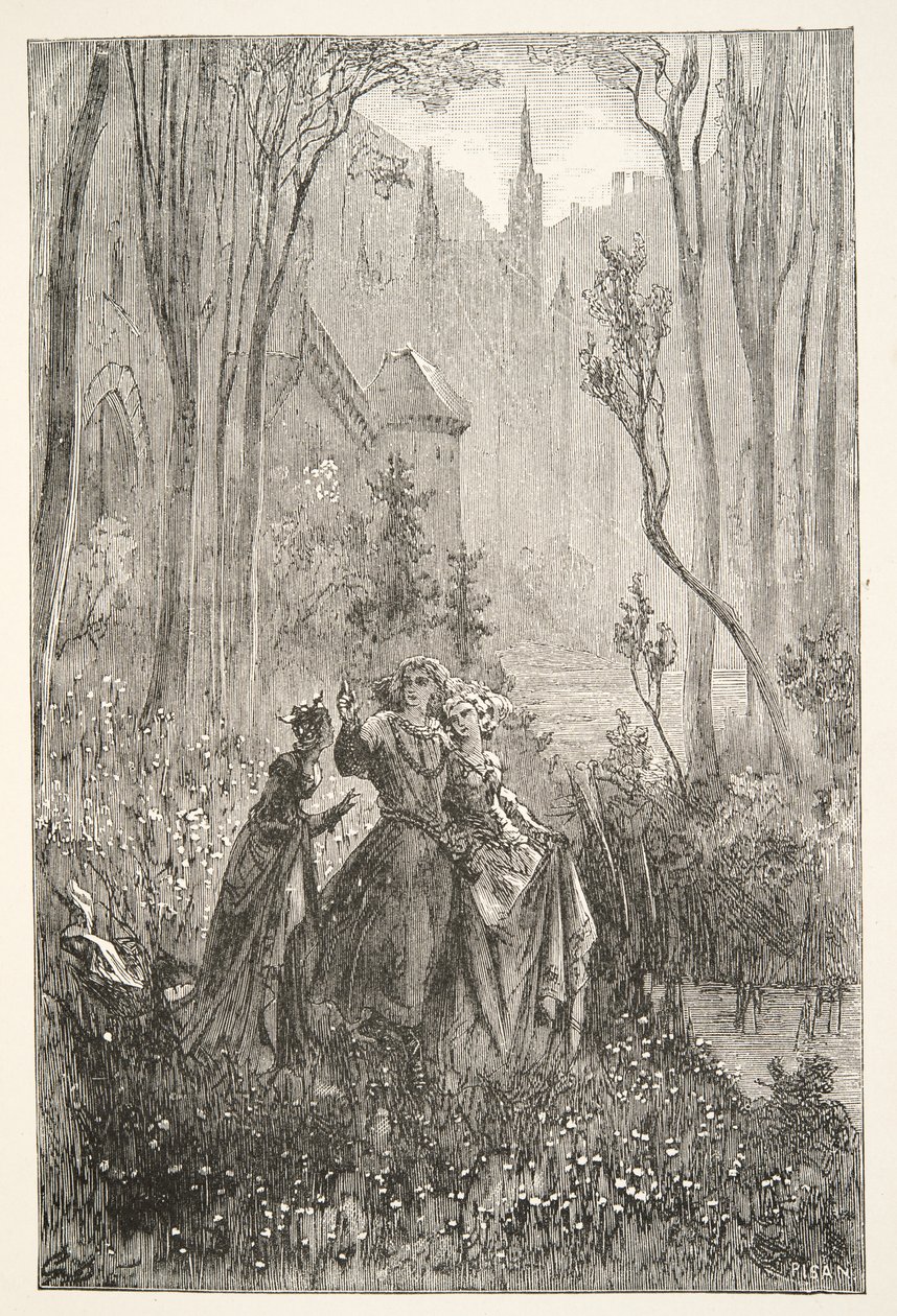 La Comtesse de la Fontaine et ses Demoiselles, des Histoires des Jours du Roi Arthur par Charles Henry Hanson, pub.1898 - Gustave Dore