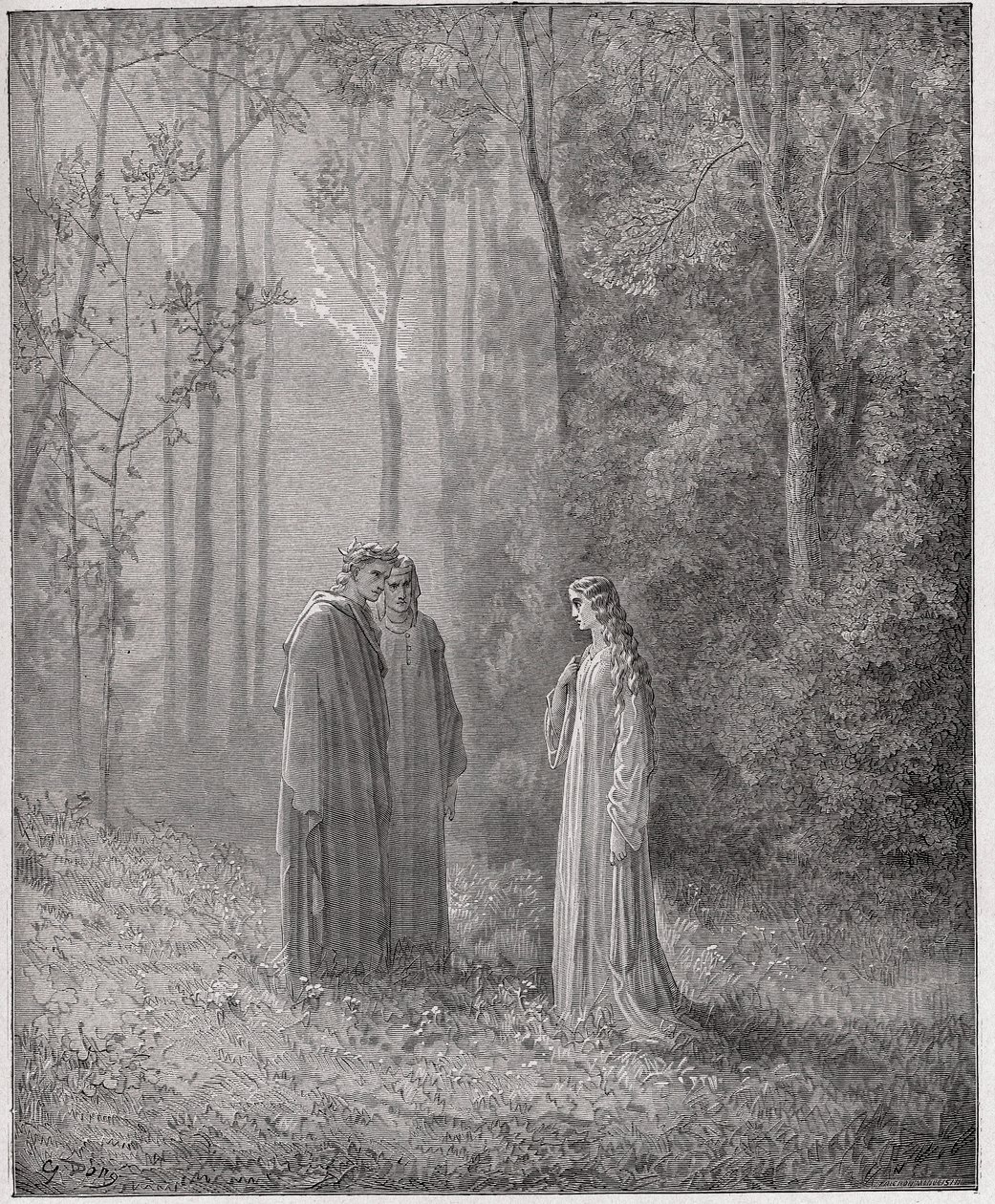 La Divine Comédie, Purgatorio, Chant 5 : Dante parle avec Pia de Tolomei - par Dante Alighieri (1265-1321) - Illustration par Gustave Doré (1832-1883) - Gustave Dore