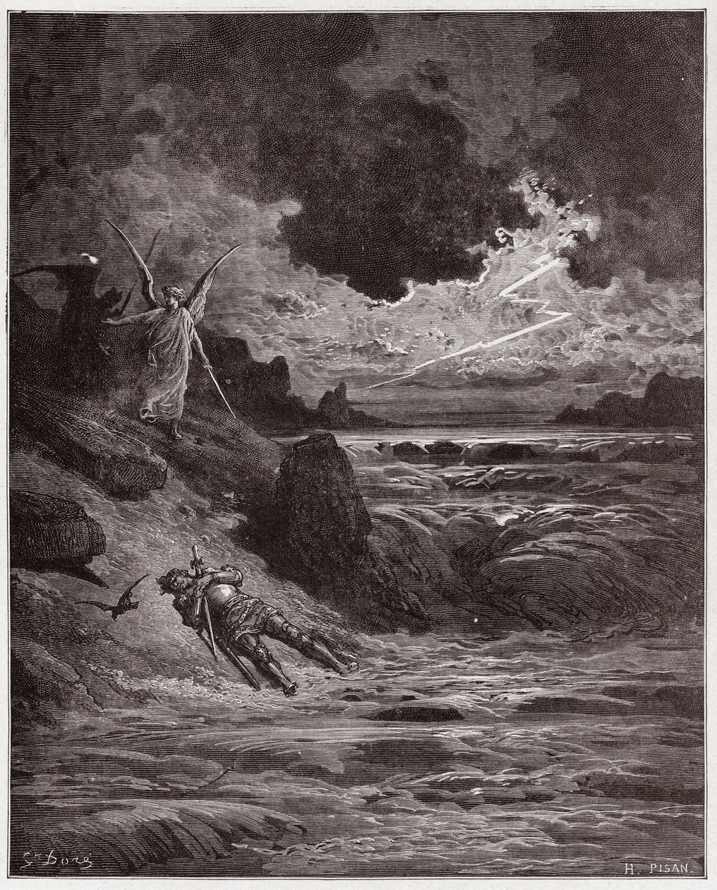 La Divine Comédie, Purgatorio, Chant 5 : Le corps de Buonconte da Montefeltro dans l