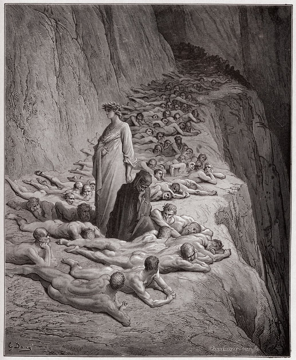 La Divine Comédie, Purgatoire, Chant 19: Les âmes des avares: Adrien V parle à Dante - Illustration de Gustave Doré - Gustave Dore