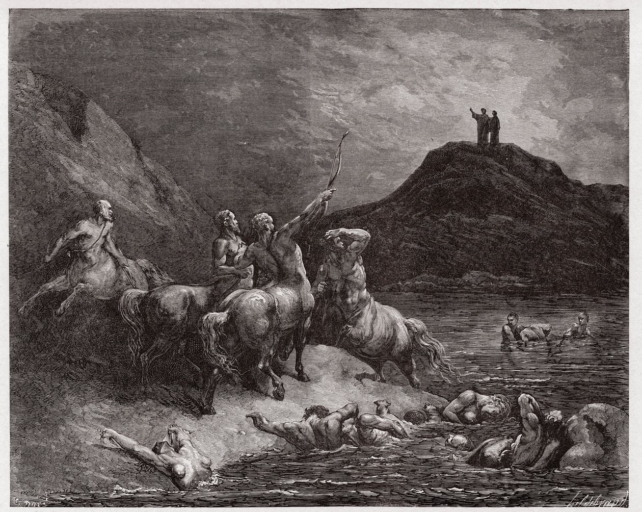 La Divine Comédie, Inferno, Chant 12 : Nessus et les centaures - par Dante Alighieri (1265-1321) - Illustration par Gustave Doré (1832-1883) - Gustave Dore