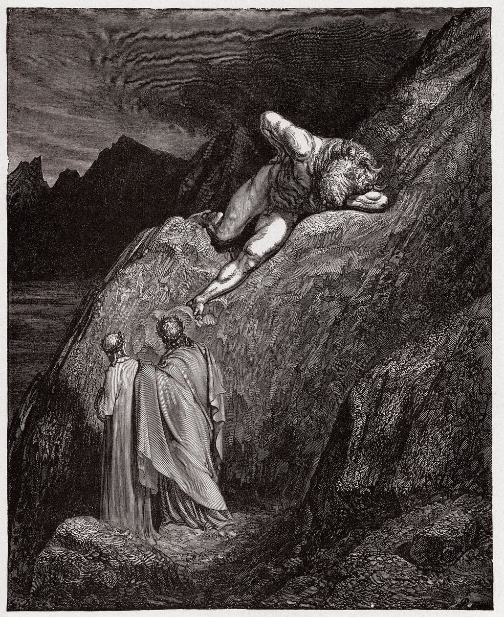 La Divine Comédie, Enfer, Chant 12: Le Minotaure sur la falaise brisée - Illustration de Gustave Doré - Gustave Dore