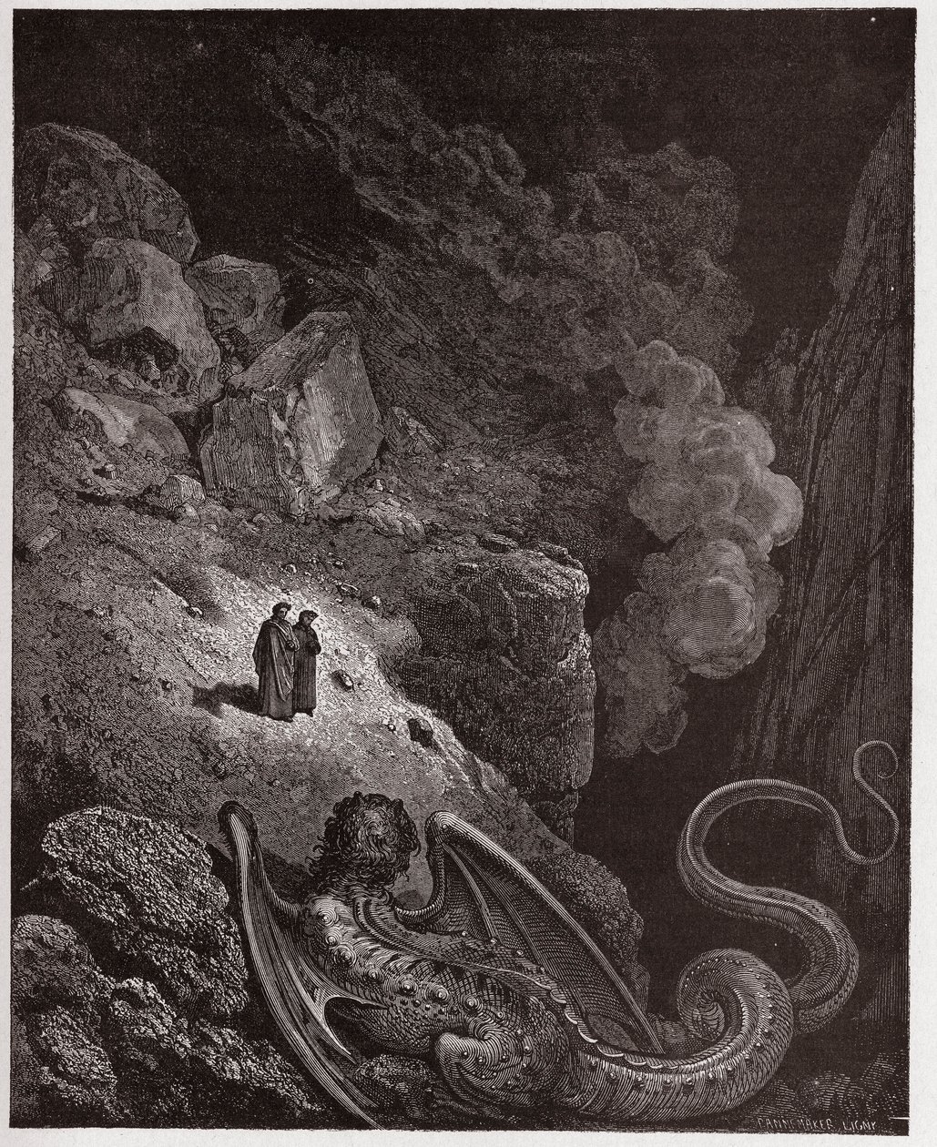 La Divine Comédie, Inferno, Chant 17 : Géryon, symbole de la tromperie - par Dante Alighieri (1265-1321) - Illustration par Gustave Doré (1832-1883) - Gustave Dore