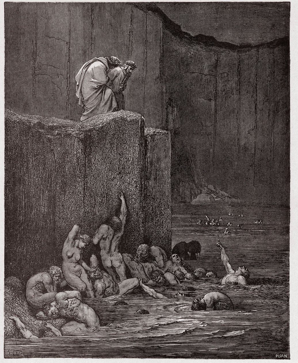 La Divine Comédie, Enfer, Chant 18: Courtisanes et flatteurs dans le huitième cercle - Illustration de Gustave Doré - Gustave Dore