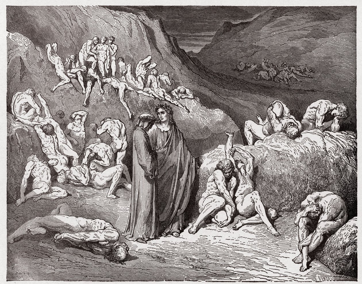 La Divine Comédie, Inferno, Chant 29 : Les faussaires et les faussaires tourmentés par des démangeaisons - par Dante Alighieri (1265-1321) - Illustration par Gustave Doré (1832-1883) - Gustave Dore
