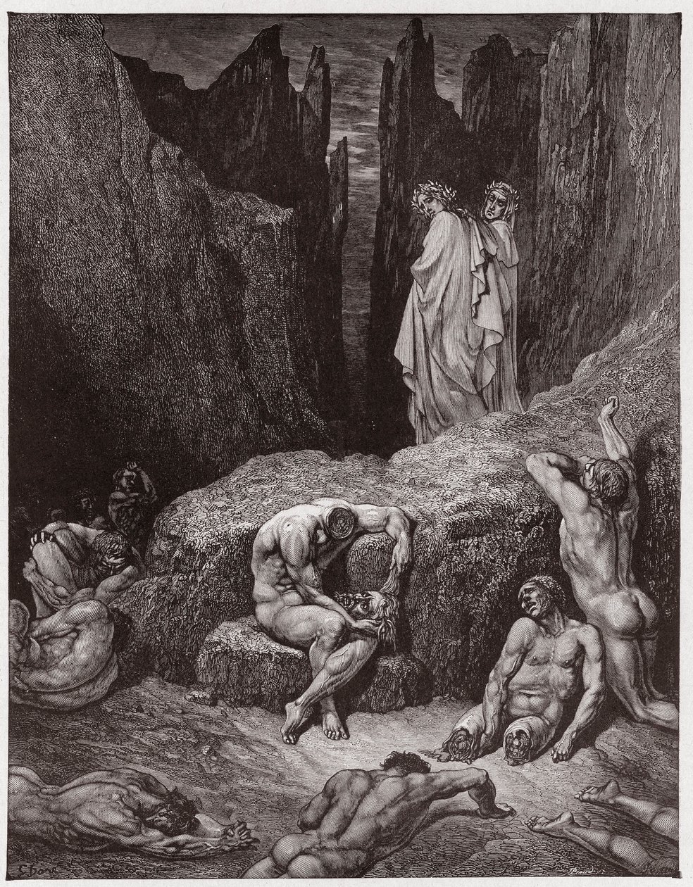 La Divine Comédie, Enfer, Chant 29 : Virgile réprimande la curiosité de Dante (Illustration de Gustave Doré) - Gustave Dore
