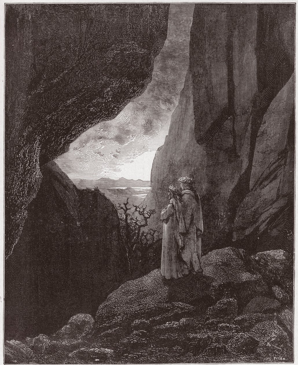La Divine Comédie, Inferno, Chant 34 : Virgile et Dante montent au monde supérieur - par Dante Alighieri (1265-1321) - Illustration par Gustave Doré (1832-1883) - Gustave Dore