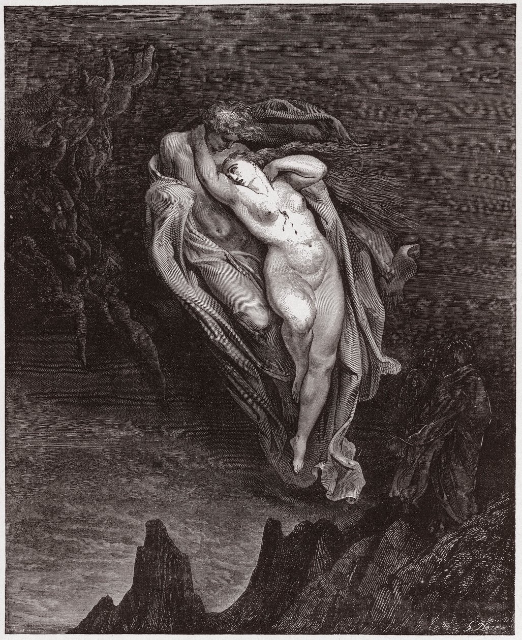 La Divine Comédie, Inferno, Chant 5 : Les âmes de Paolo et Francesca - par Dante Alighieri (1265-1321) - Illustration par Gustave Doré (1832-1883) - Gustave Dore