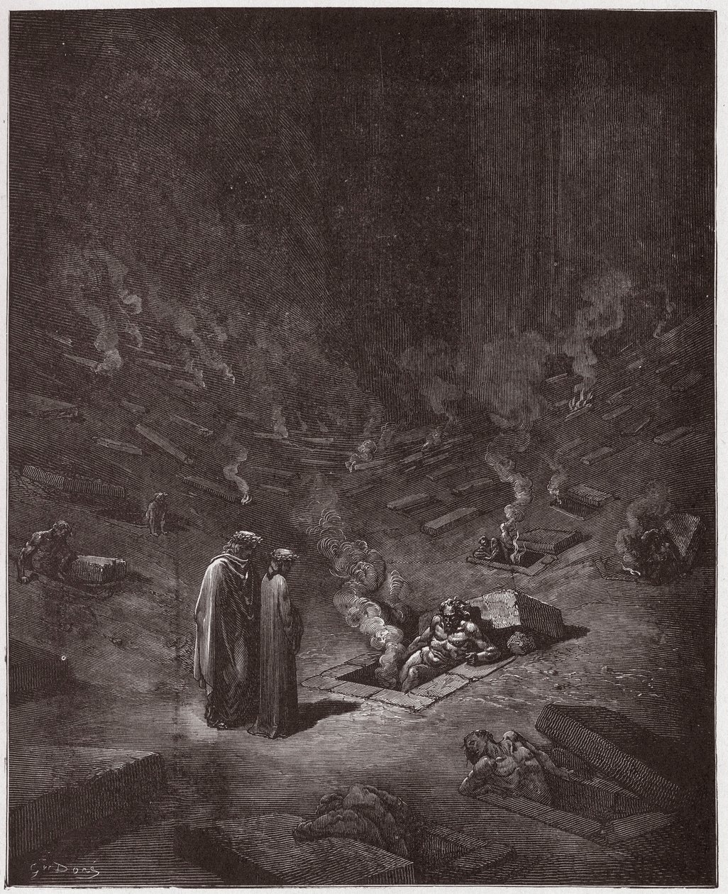 La Divine Comédie, Enfer, Chant 9 : Les sépulcres brûlants des hérétiques (Illustration de Gustave Doré) - Gustave Dore