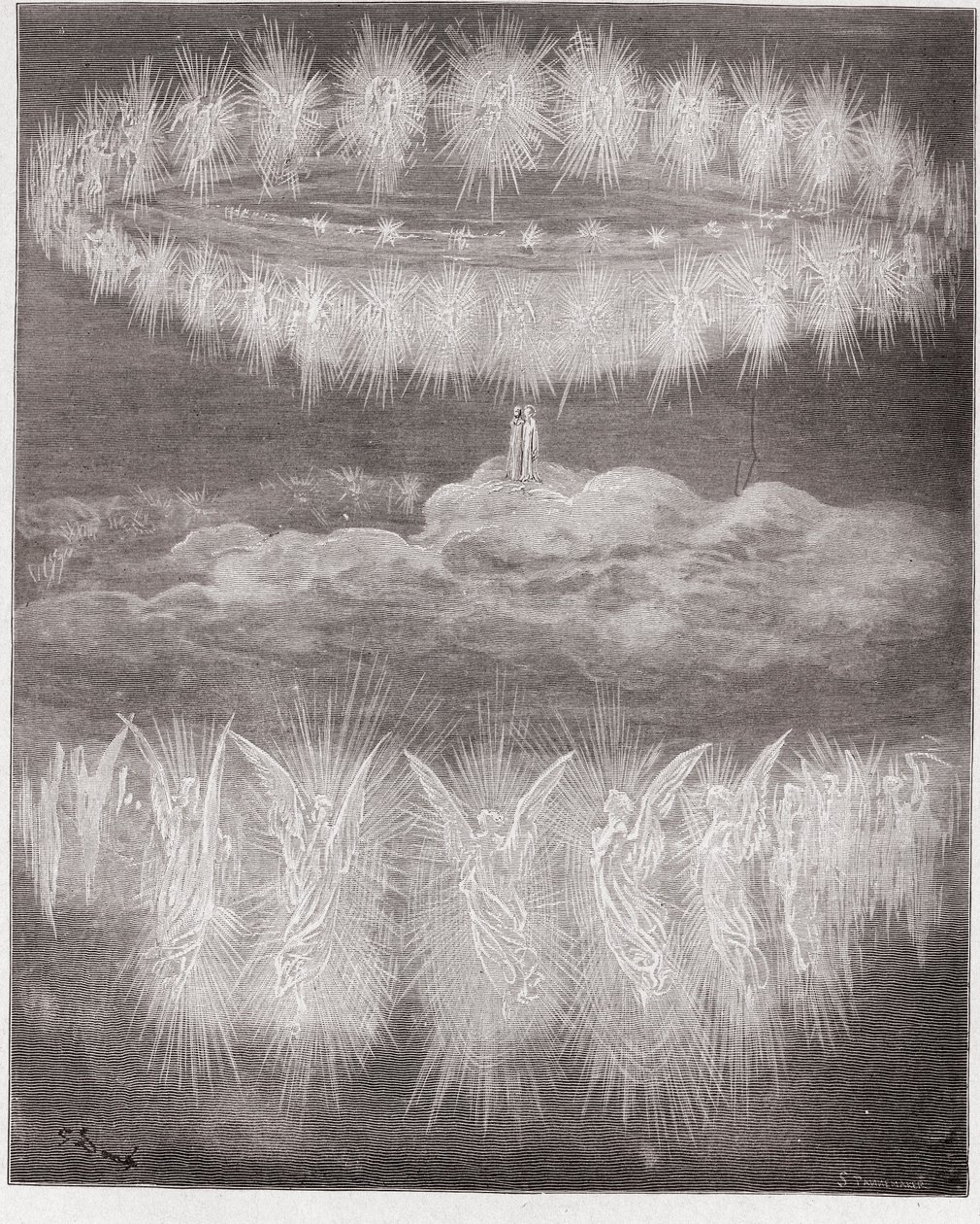 La Divine Comédie, Paradiso, Chant 12 : Les anneaux des âmes glorifiées dans le soleil - par Dante Alighieri (1265-1321) - Illustration par Gustave Doré (1832-1883) - Gustave Dore