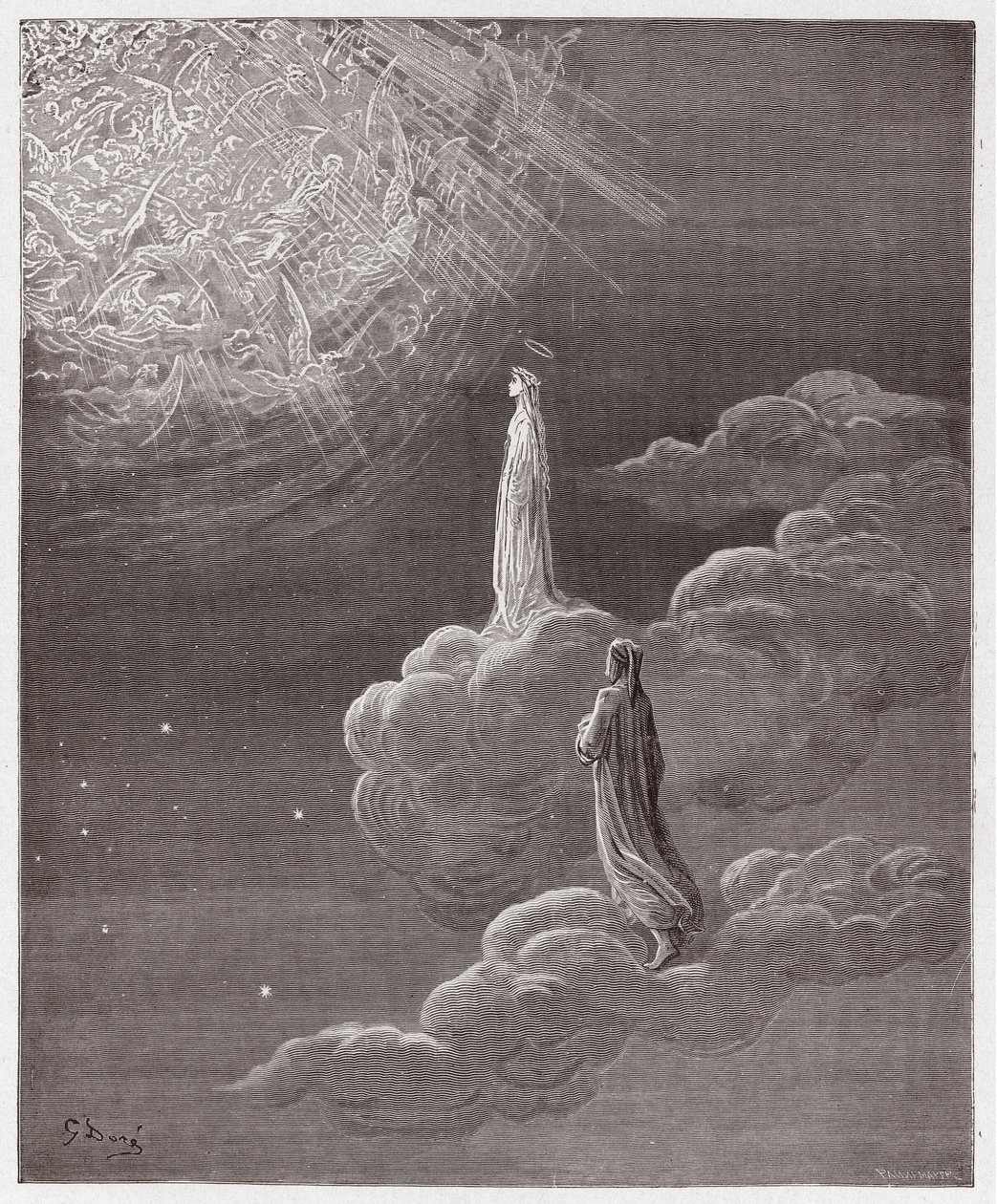 La Divine Comédie, Paradis, Chant 14: Dante et Béatrice traduits dans la sphère de Mars - Illustration de Gustave Doré - Gustave Dore