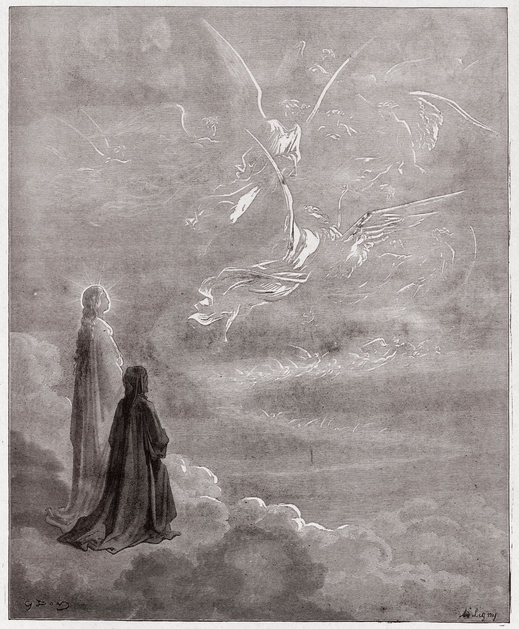 La Divine Comédie, Paradis, Chant 18 : Dante et Béatrice traduits dans la sphère de Jupiter - par Dante Alighieri - Illustration de Gustave Doré - Gustave Dore